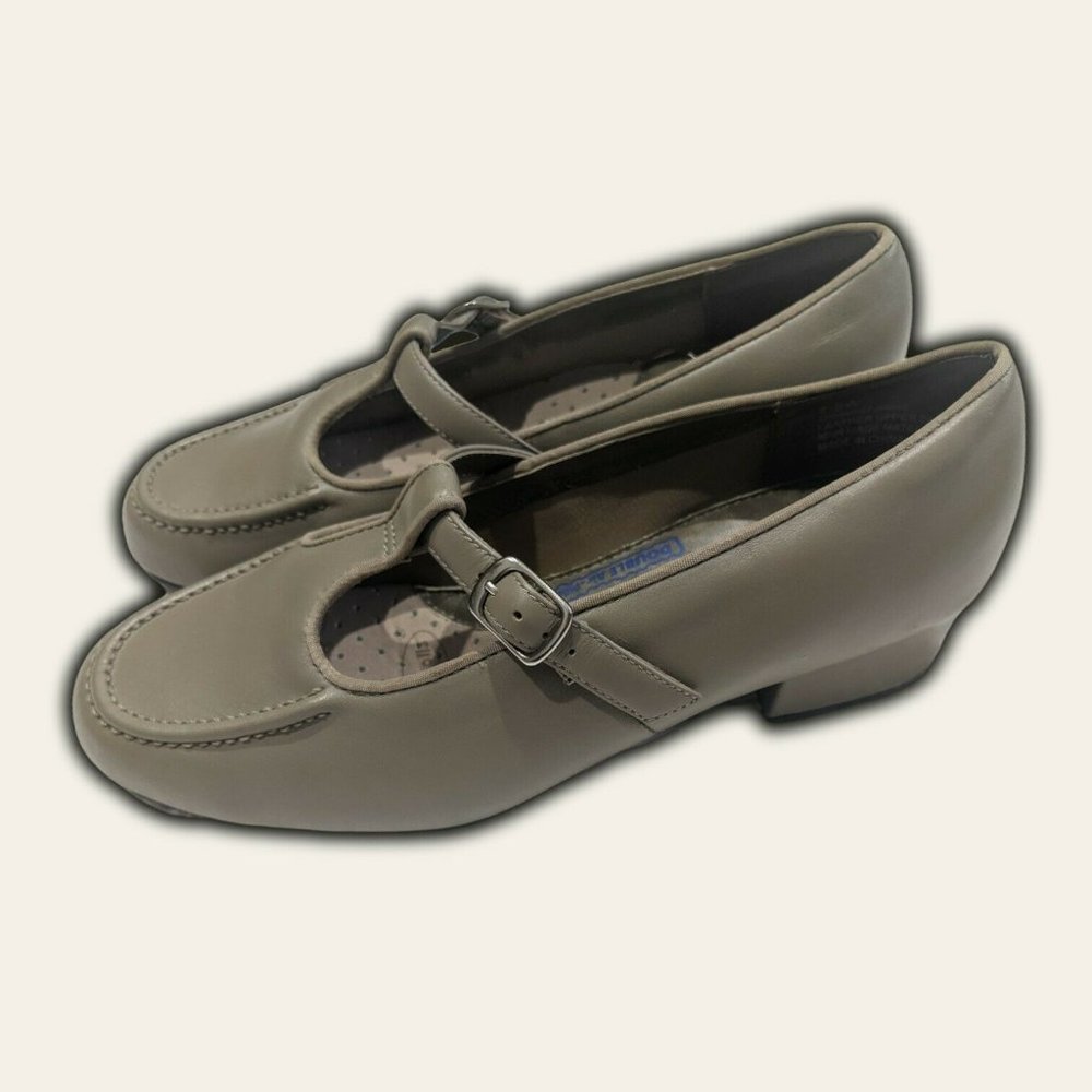 Dr Scholls Comfort Shoes Sz 7 1/2 Tan Double Air Pillo Insoles Brown Gray